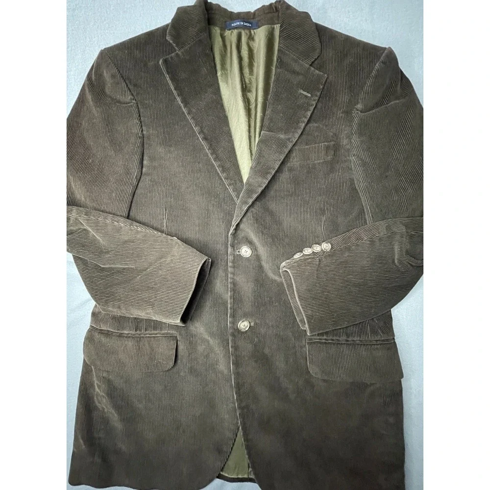 Lands End corduroy‎ blazer sport coat 38 reg  Dark brown classic retro preppy